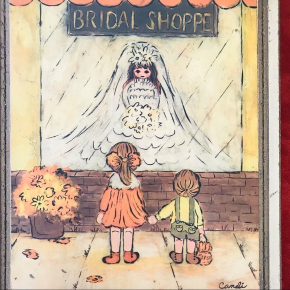 MID-CENTURY Wood Art BRIDAL Wall ART by Candi MCM - Picture 1 of 16